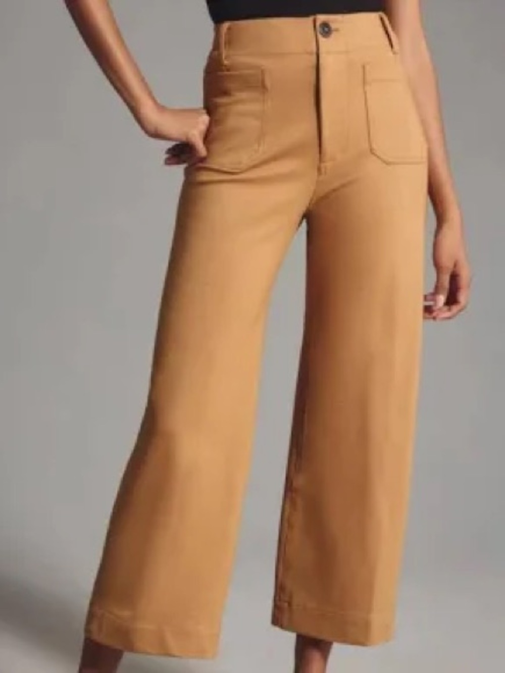 Anthropologie Maeve The Colette Cropped Wide Leg Pants Tan Khaki Size 23